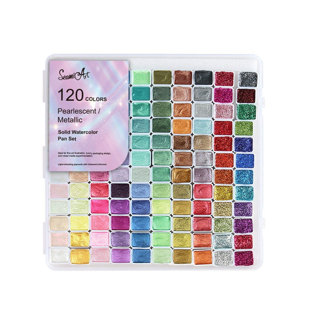 Solid Pearlescent Aquarelle peinte à la main Nail Art pigment métallisé en 120 couleurs