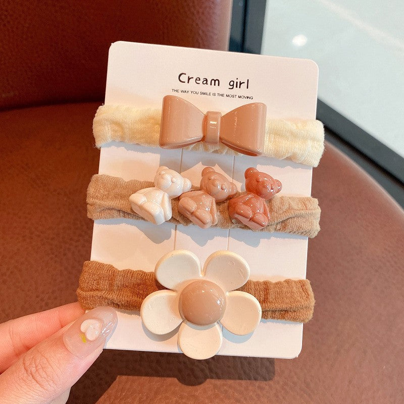 Lait Coffee-colored Little Bear Tie pour les filles doux sur les cheveux