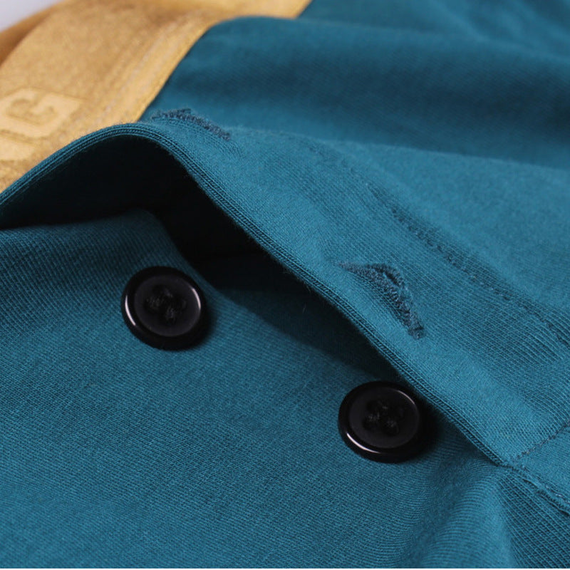 Coton Respirant Bouton de couleur solide Boxers pour hommes