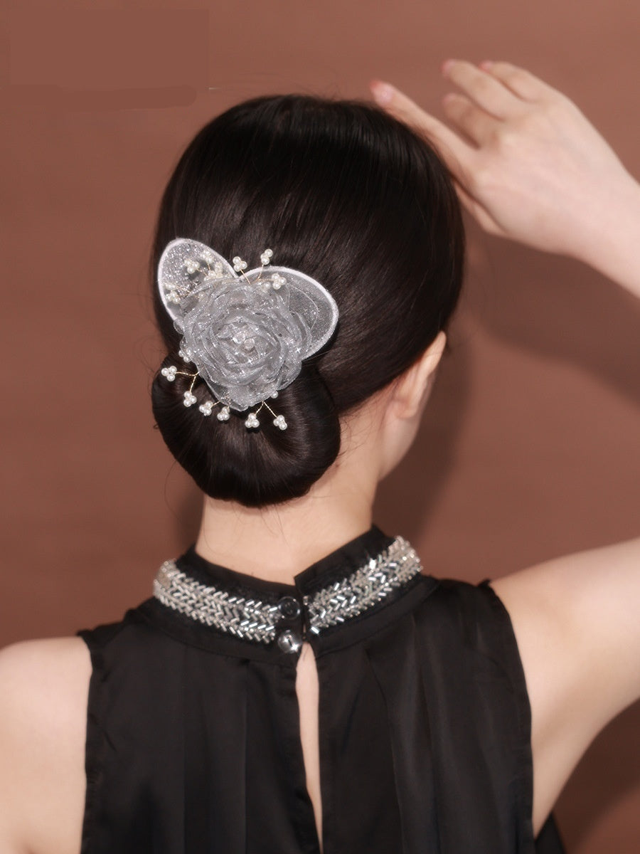 Starry Sky Flower Style Updo Topknot cheveux Clip noir Exquise coiffure
