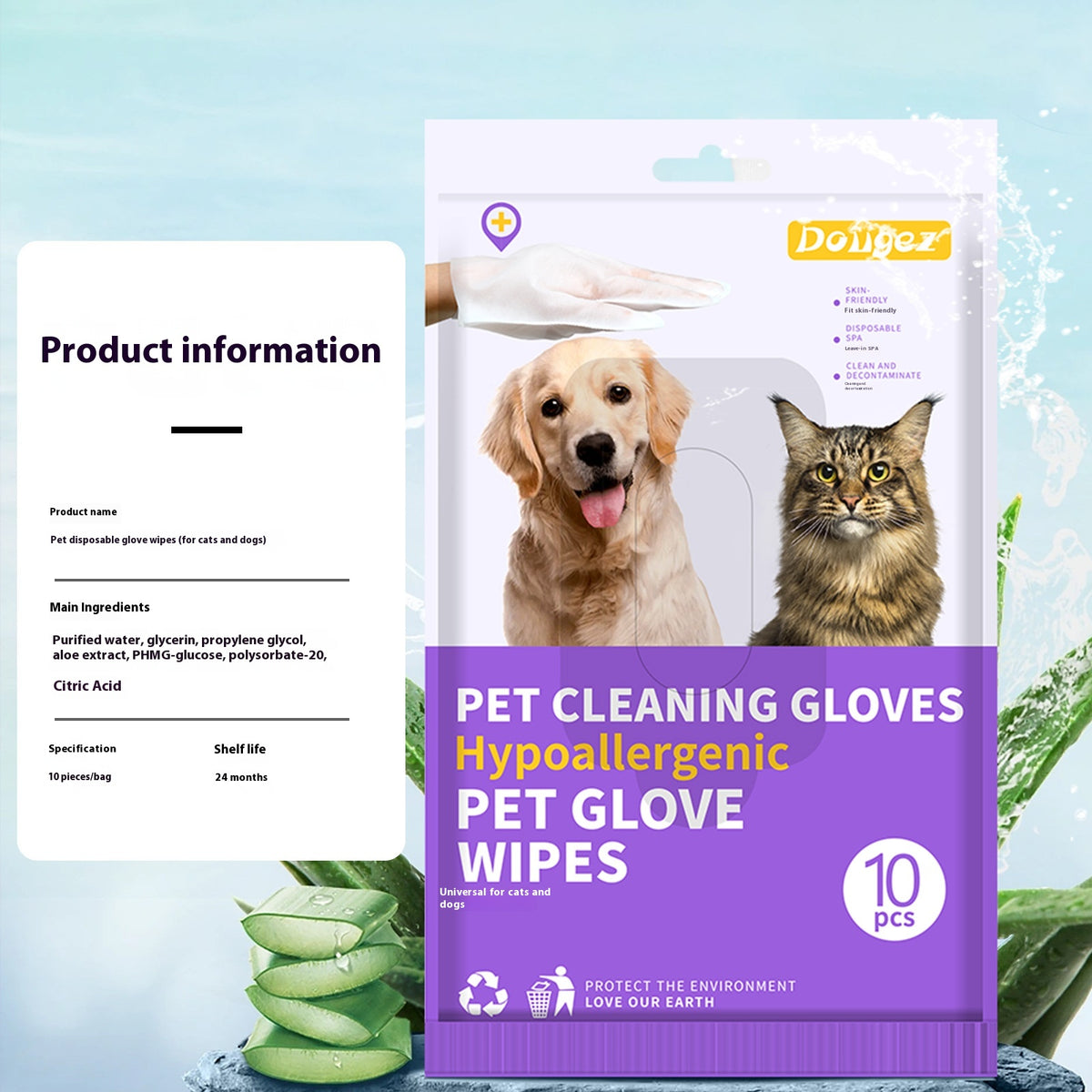 Nettoyage à sec Désinfecter le papier Déodorant Aliments pour animaux Gants jetables pour animaux
