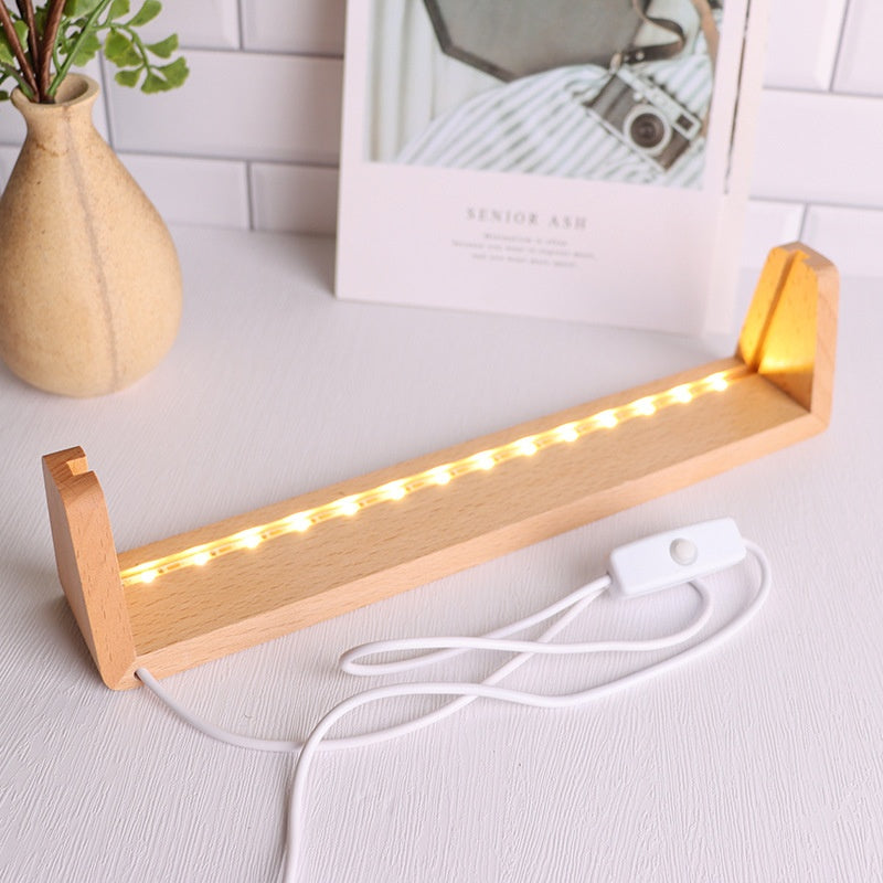 Affichage lumineux U en bois Acrylique rack Photo cadre bureau Calendrier Support de lampe