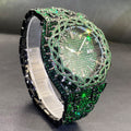 Men's Hip-Hop Watch with Green Zircon Inlays