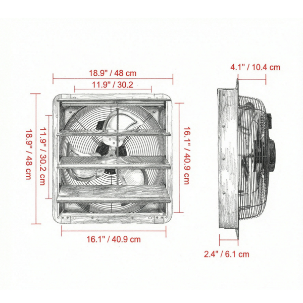 Ventilateur d'échappement 16 pouces