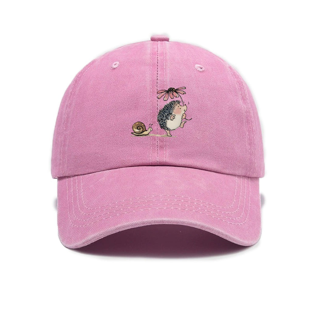 Simple cartoon Hedgehog et escargot imprimé Lavé l'ancienne casquette de baseball
