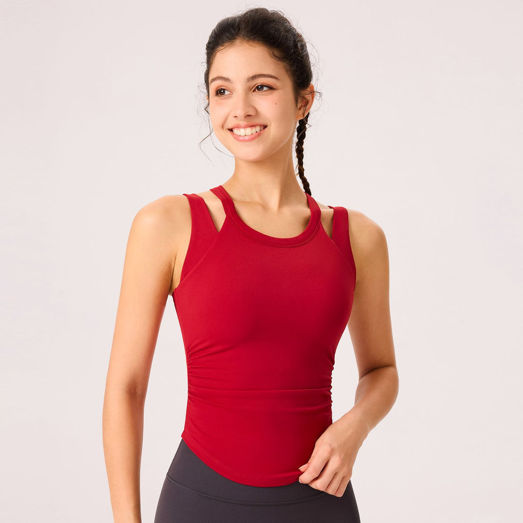 Faux vestige de yoga à deux pièces pour les femmes avec des coupes fixes