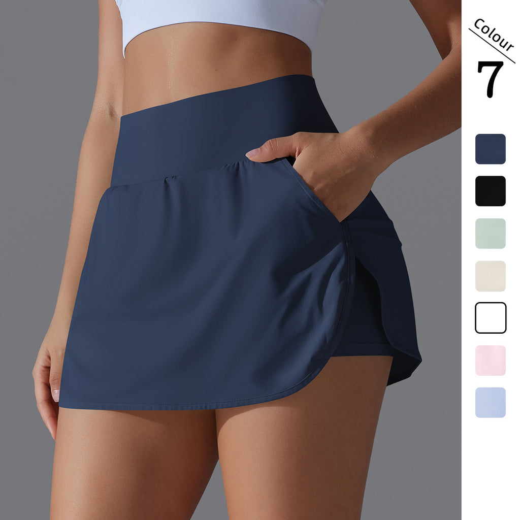 Cool Screen Sunscreen Jupe de tennis haute taille Tight Slim faux deux pièces Culottes femmes Ba