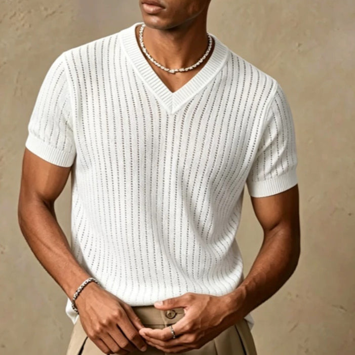 Hommes Cou V-Neck à manches courtes tricoté haut occasionnel