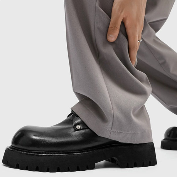 Hommes Commuter Casual Chaussures en cuir avec des semelles épaisses