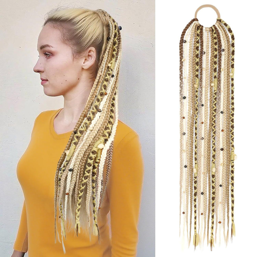 Prolongation des cheveux des perles de boucle de queue de cheval tressée