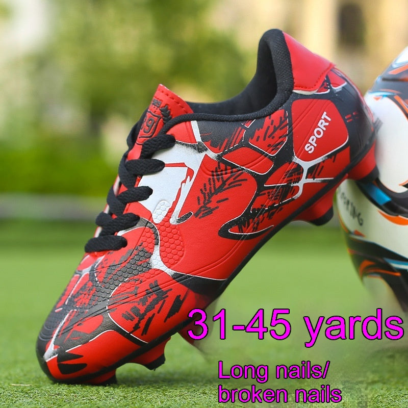 Chaussures de soccer Bas-top en cuir surface en caoutchouc ongles long ongles cassés ongles fond plat garçons