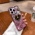 Cas de téléphone de nouveau style avec un miroir en forme de coeur électroplaqué