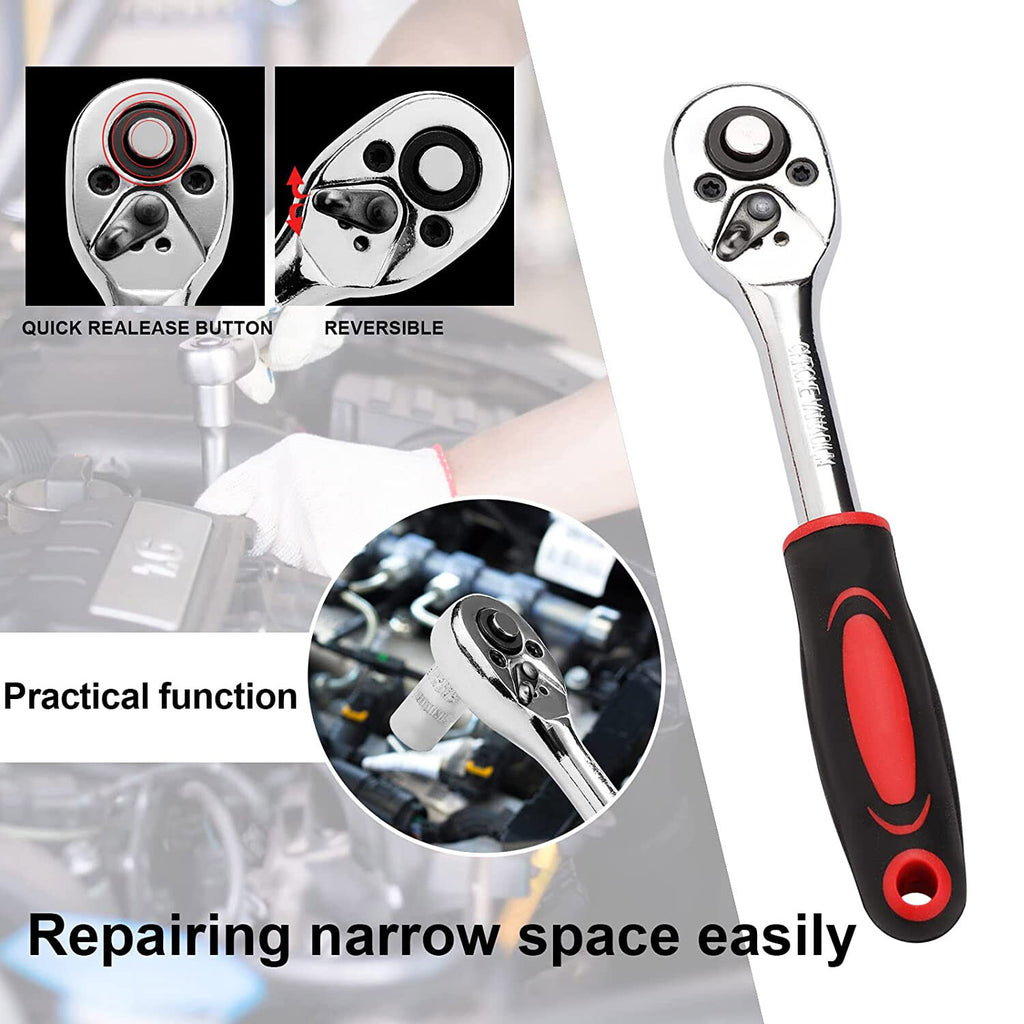 46Pcs métrique Socket 1 4 HSS Drive Ratchet Bit Set clé Torx Hex Tool Kit Case
