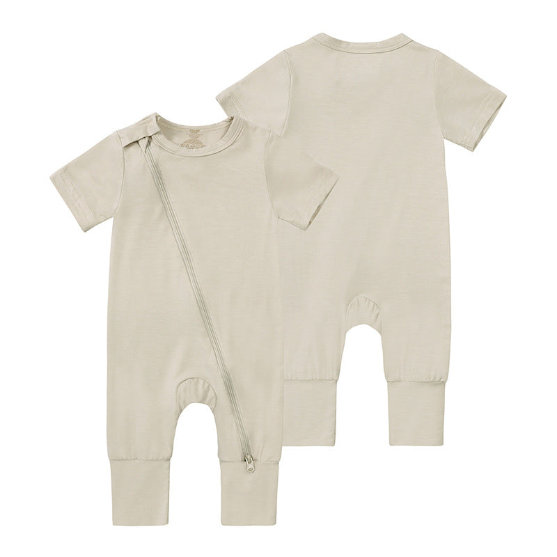 Romper d'été unisexe bébé manches courtes Romper Couleur solide