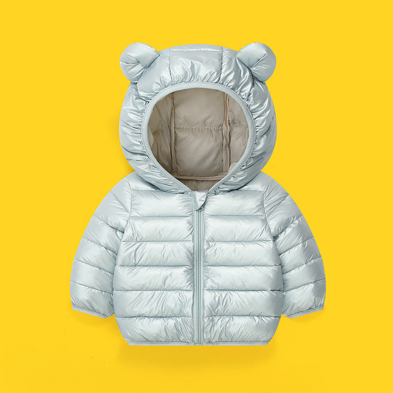 Printemps Automne et hiver Manteau de coton polyvalent de couleur solide pour les enfants