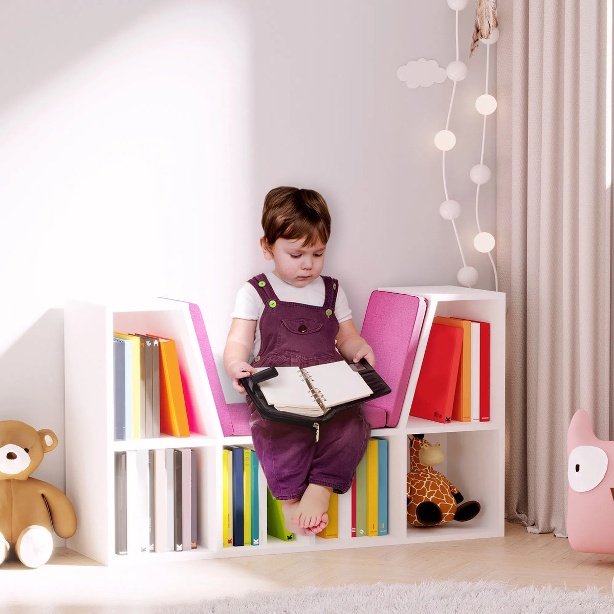 Bibliothèque 6-Cubby avec coussin de siège