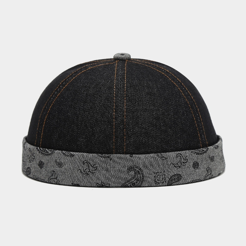Cashew Flower Rolled-edge Melon Skin Cap - Rétro hommes et femmes sans brim Landlord H