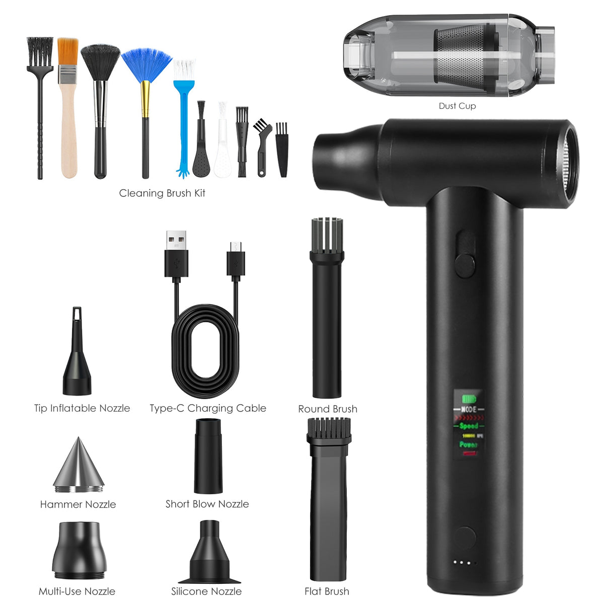 Moteur à air comprimé de type Pro sans brosse 130000RPM Vitesse variable sans marche 1WmAh Bat