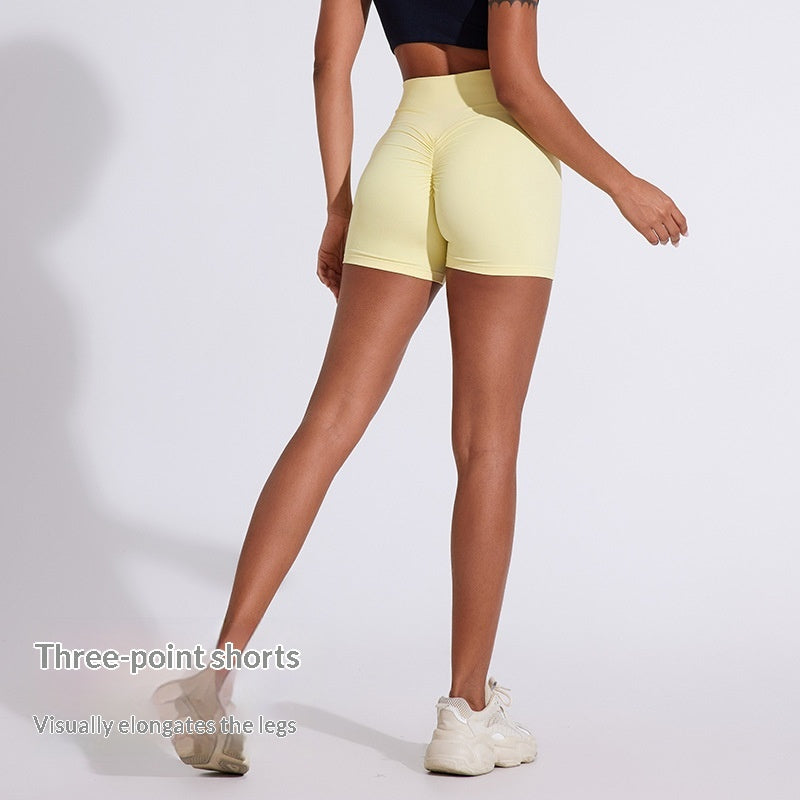 Été Femmes Européen et Américain-Style Peach-Shaped Butt-Lifting Fitness plissé High- W