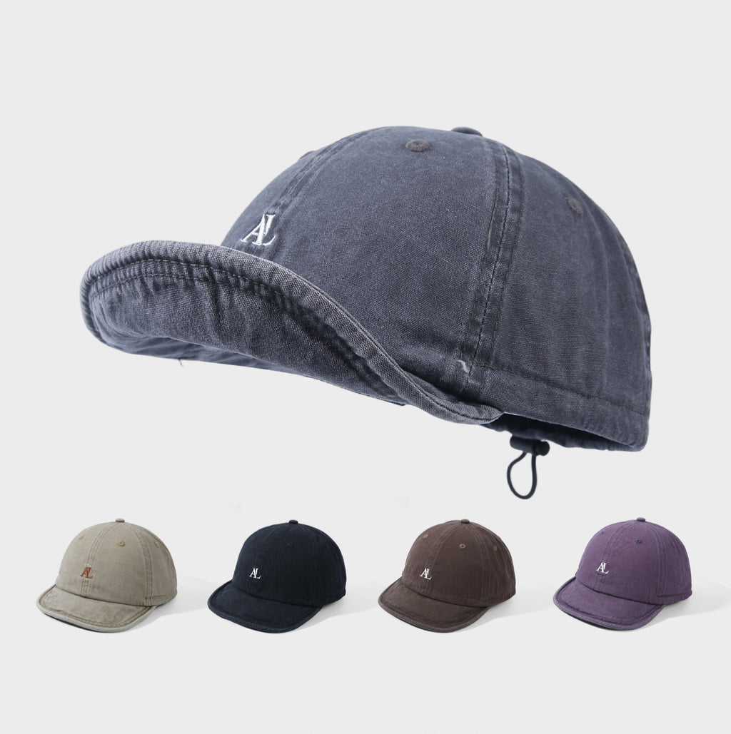Broderie lavée de couleur unie AL Lettre réglable Soft Cap avec rétro courte brodée