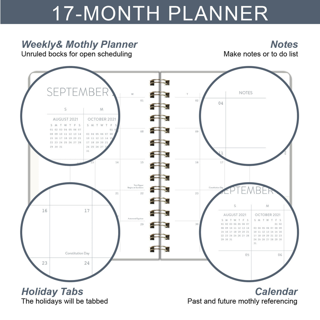 Anglais complet 365 jours Coil Calendrier annuel Plan étudiant Cahier