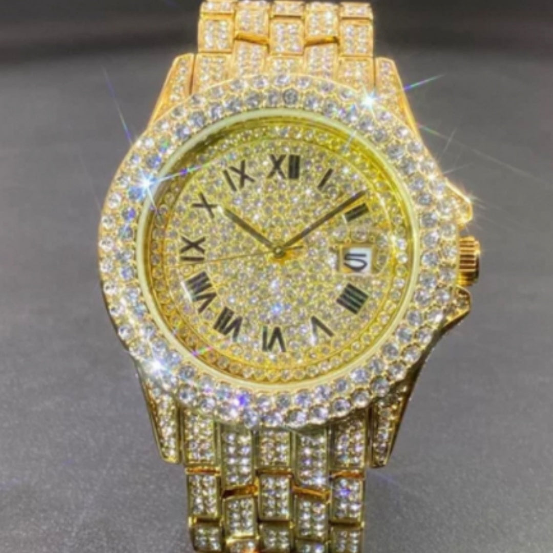 Full Diamond High End Calendrier Montres Quartz Hommes Montres Messieurs