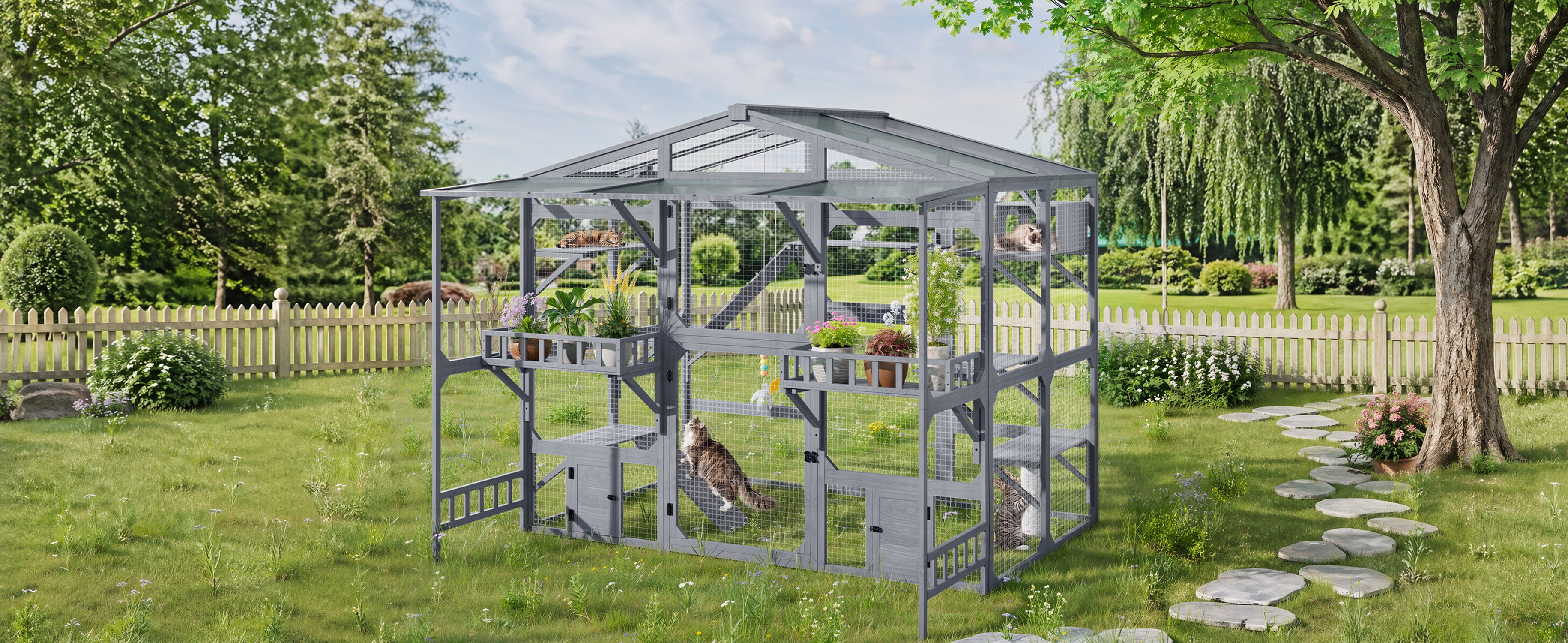 Grand Catio extérieur pour 6-10 Chats