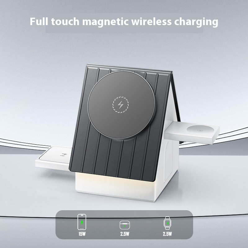 Three-in-one wireless charger base magnetic stand for mobile phone, watch