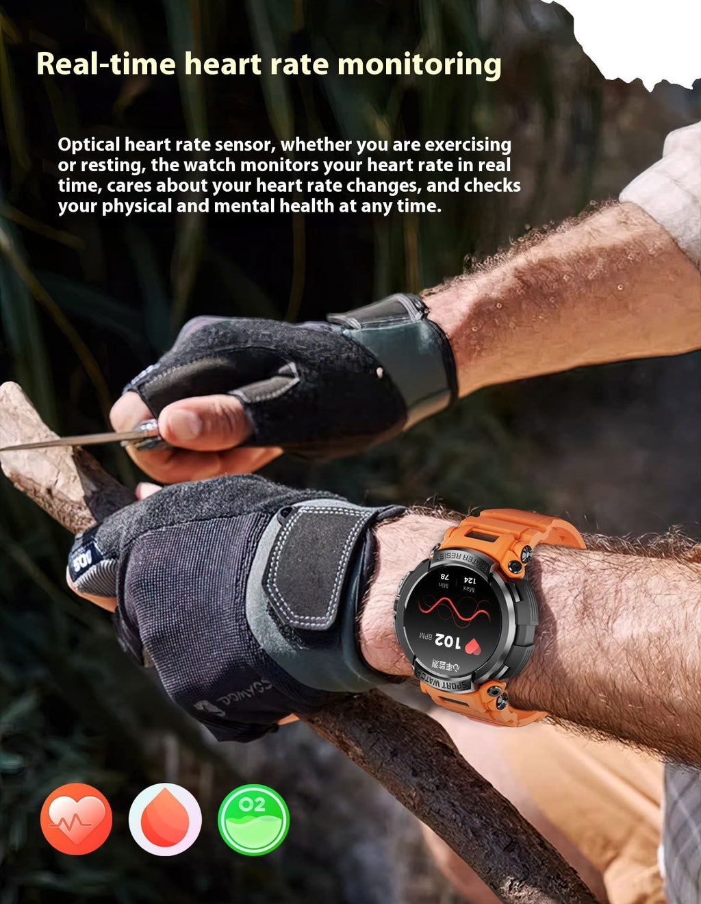 Smart Watch Bluetooth-compatible Appel de fréquence cardiaque Pression artérielle Sang Oxygène Sommeil Moni