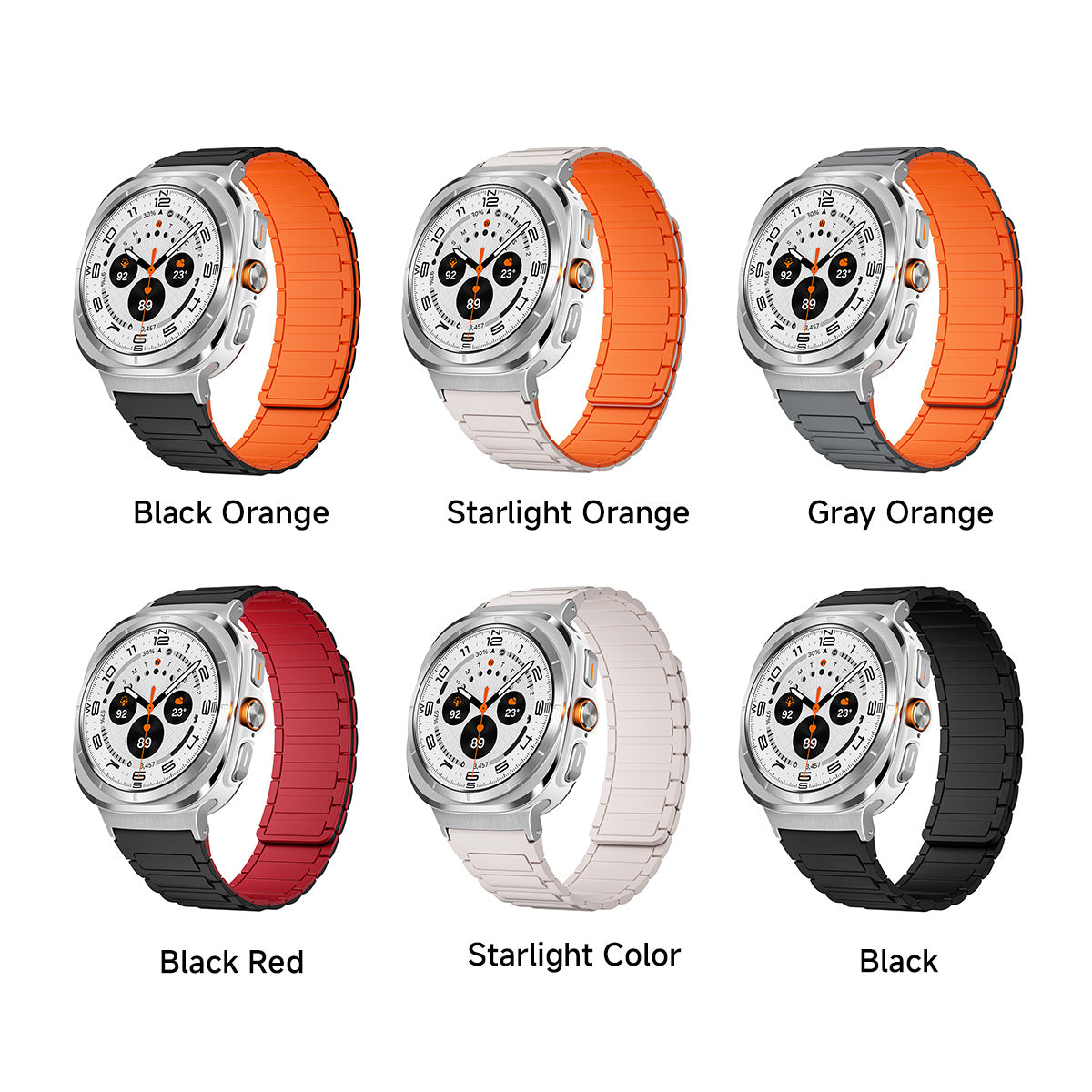 Bracelet de montre magnétique bicolore en silicone