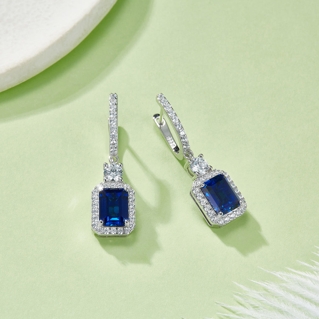 S925 Boucles d'oreilles de lab-grown en argent sterling coupées en gouttes
