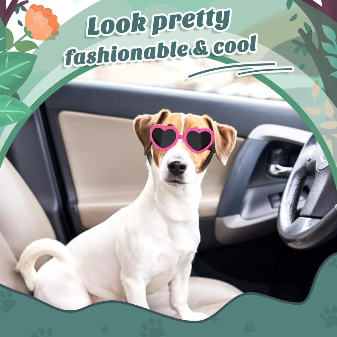 Lunettes de soleil pour chien en forme de cœur, protection UV