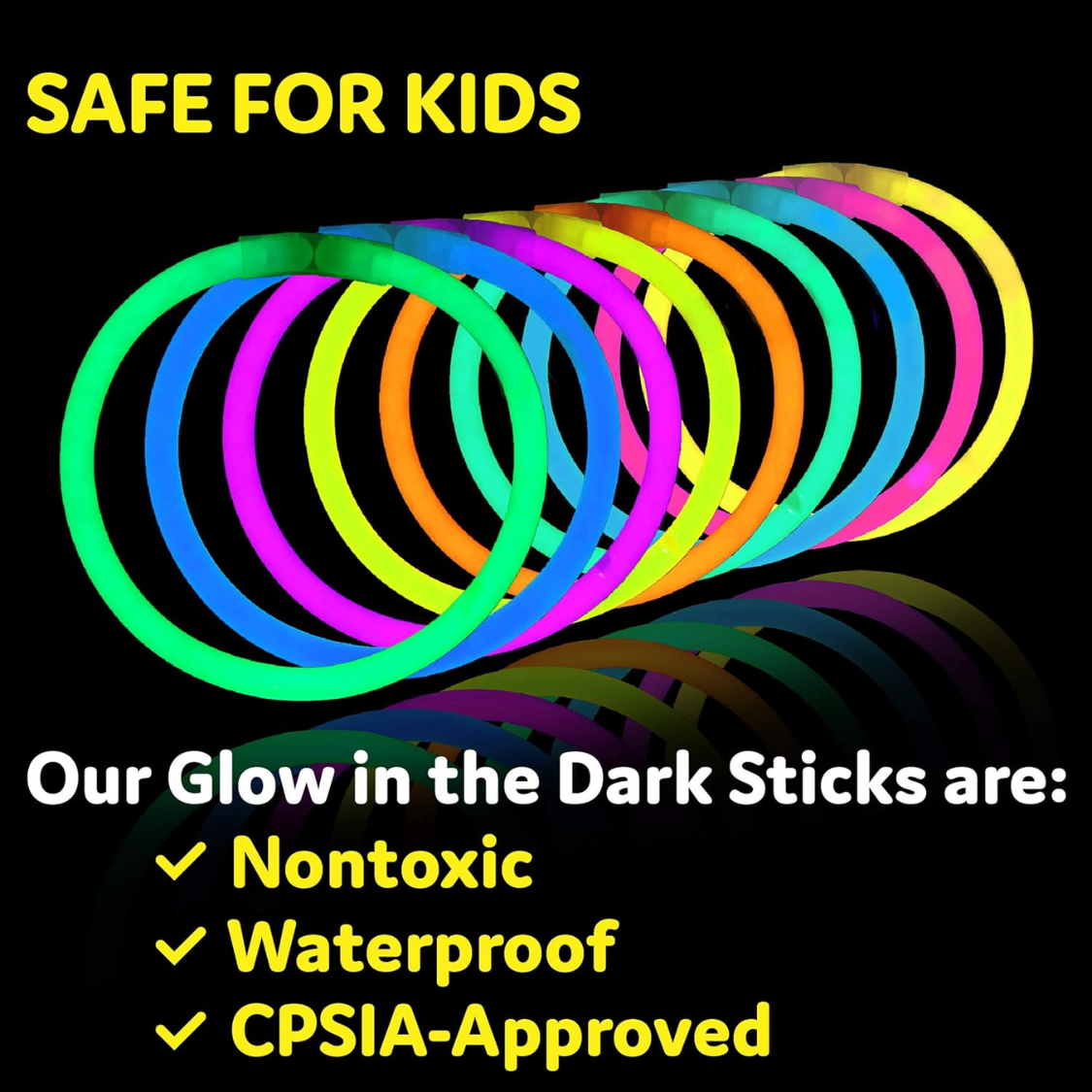 Glow Sticks Party Supplies 100pk - 8 pouces Glow In The Dark Light Up Sticks Party Favorors