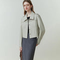 Manteau en cuir court pu rétro femelle