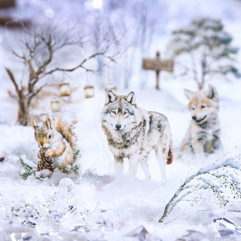 Belle journée d'hiver animal paysager PET Sticker Bag