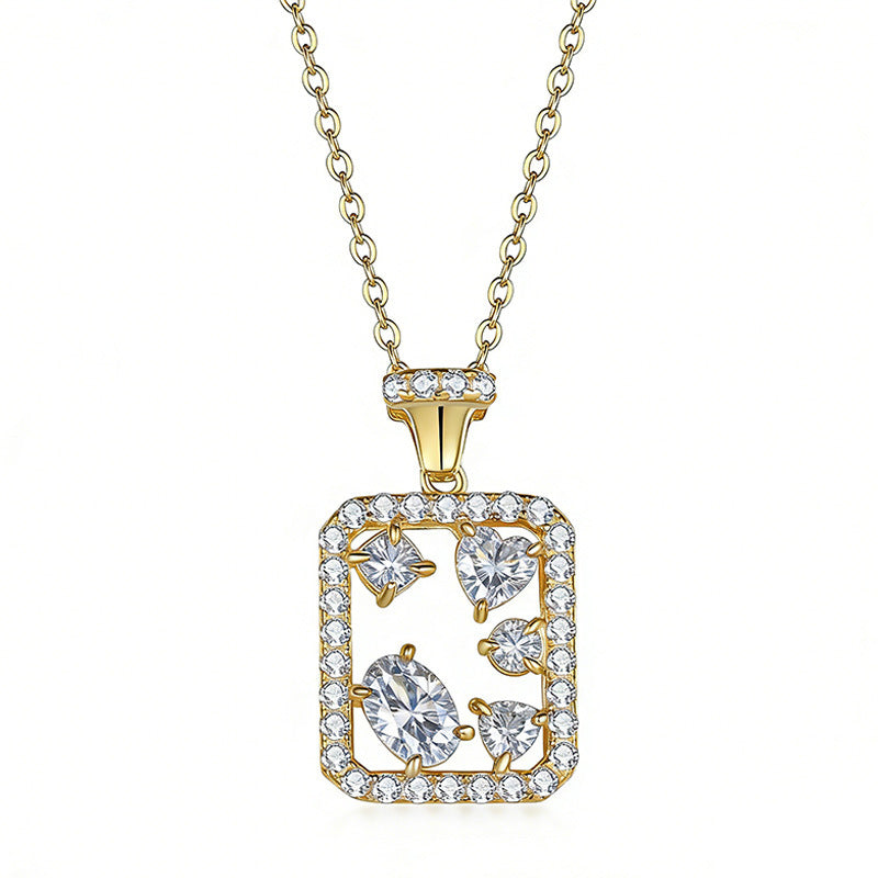 S925 Argent Sterling Rectangle géométrique Collier en mousse 45cm Coupe mixte D Couleur VVS1 G