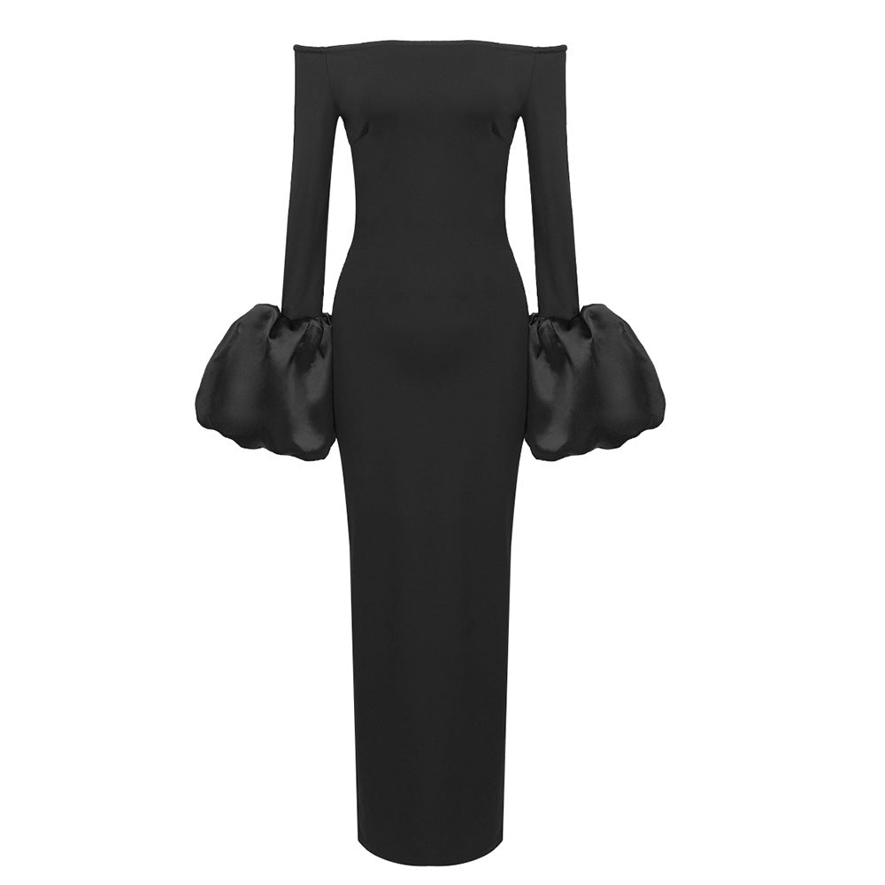 Dress Long-sleeved dress, red and black