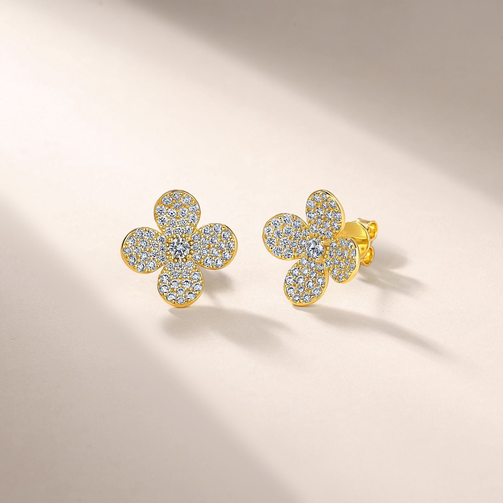 S925 Boucles d'oreilles Sterling Silver Pave Clover