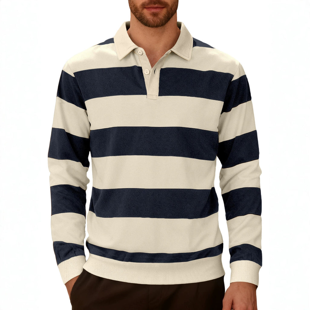 Chemise à manches longues à boutons rayés pour hommes