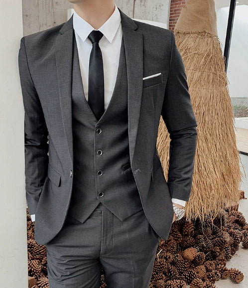 Hommes style coréen Slim-fit Business Ensemble de trois pièces