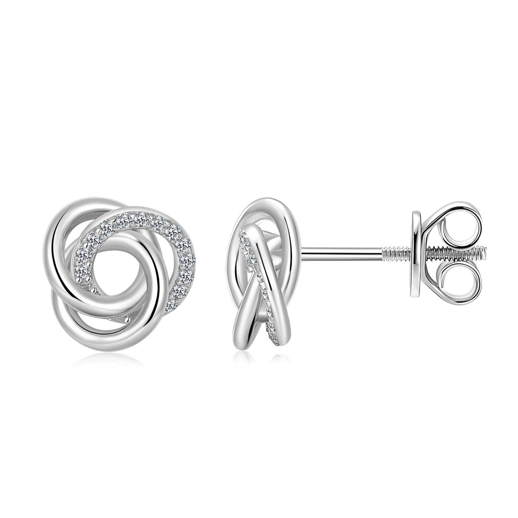 S925 Boucles d'oreilles Sterling Silver Love Knot Stud