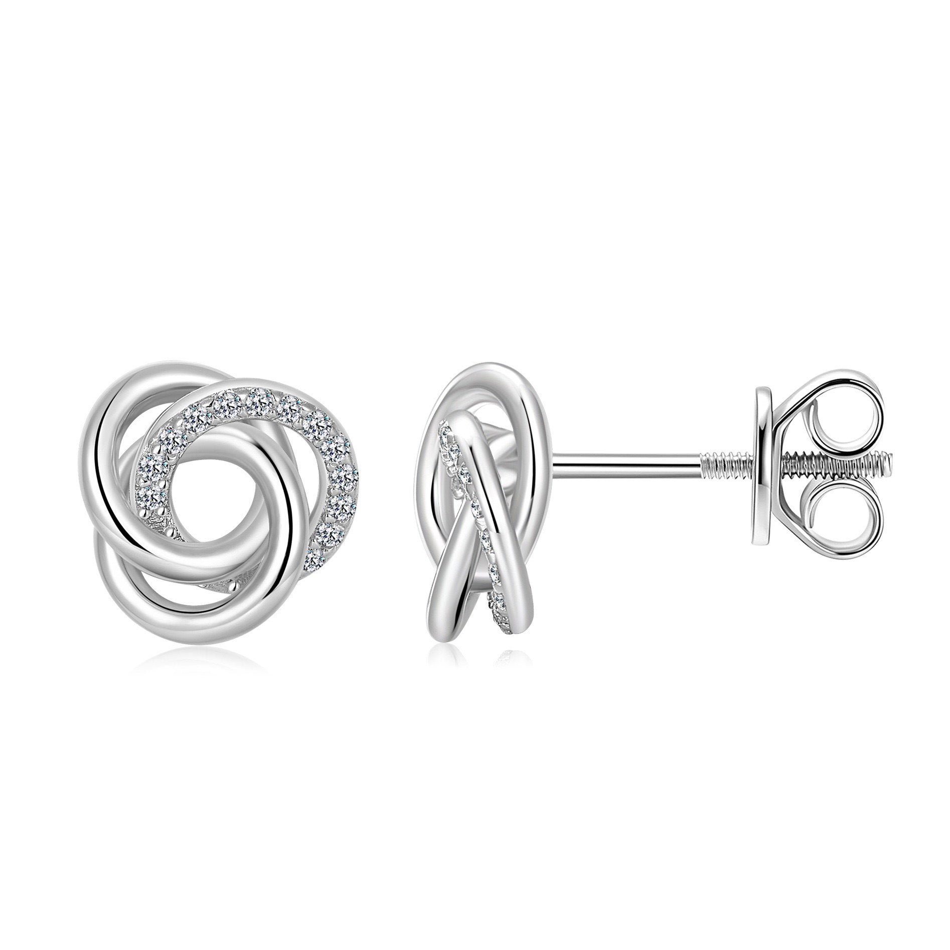 S925 Boucles d'oreilles Sterling Silver Love Knot Stud