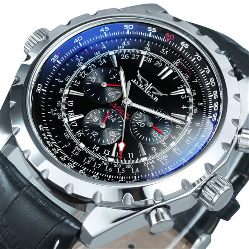 Casual Hollow Multi-fonction grand cadran montre mécanique