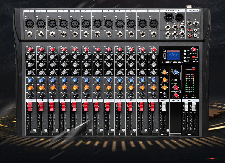 CT8 Professional 8-way Mixer USB avec moniteur Bluetooth DJ Console Audio Mixer