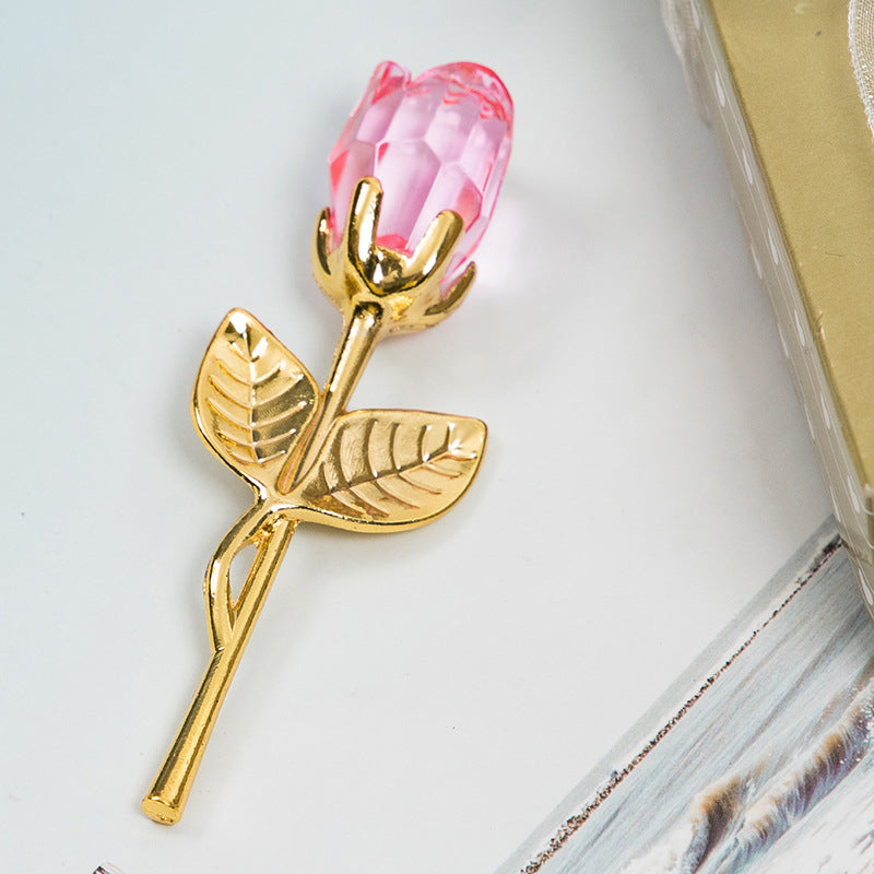 Cadeau de la Saint Valentin à la fleur de rose dorée en cristal