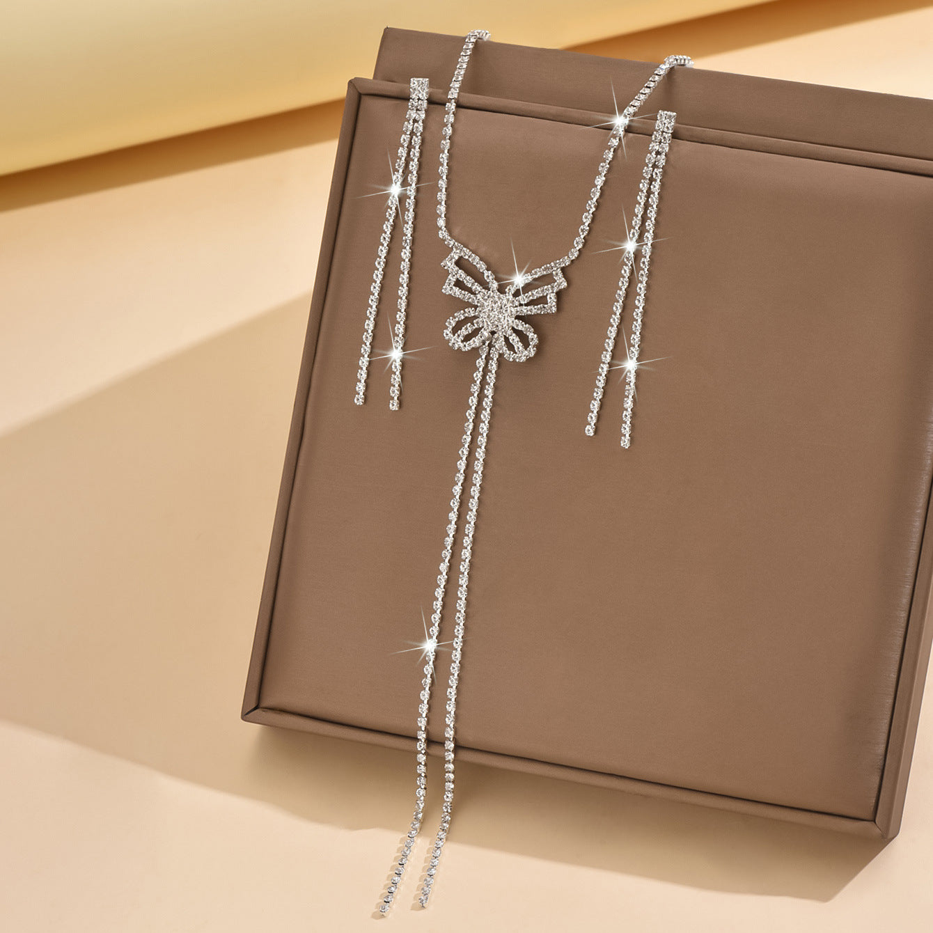 Ensemble de bijoux pour femmes Bow Y-Drop Tassel CZ 2Pcs