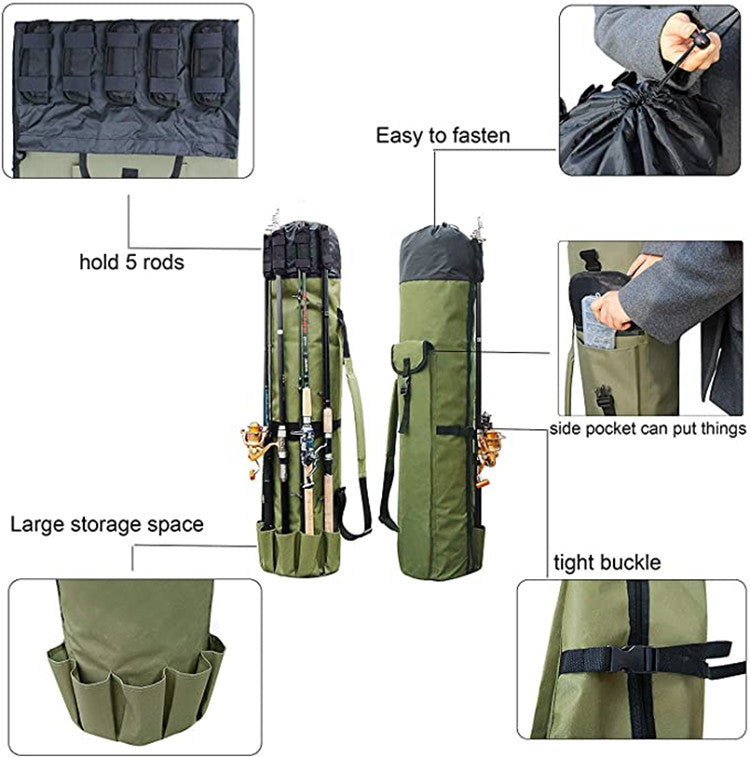 Cylinder Outdoor Fishing Bag Multifonctional Fishing Rod Bag Sea Rod Fishing Gear Storage
