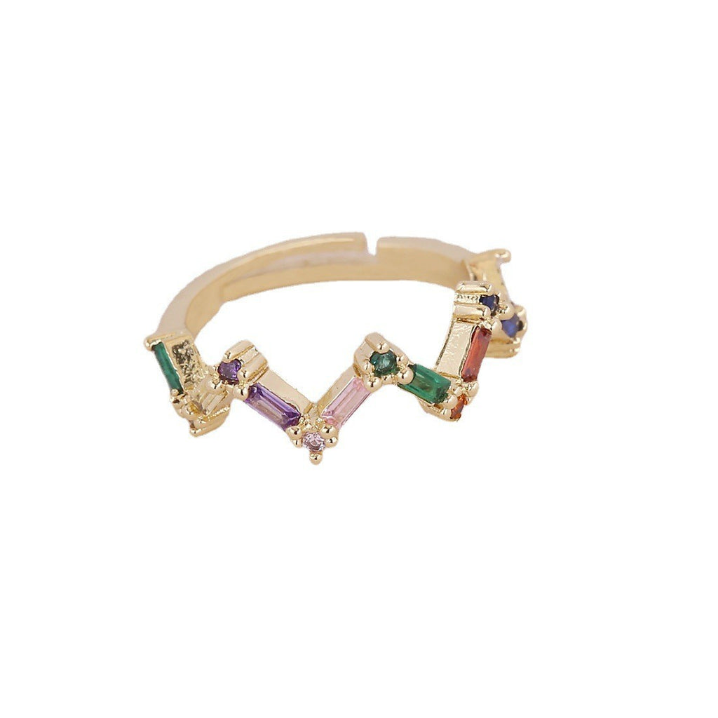 Zircon Branche Feuille et Anneau Fleur