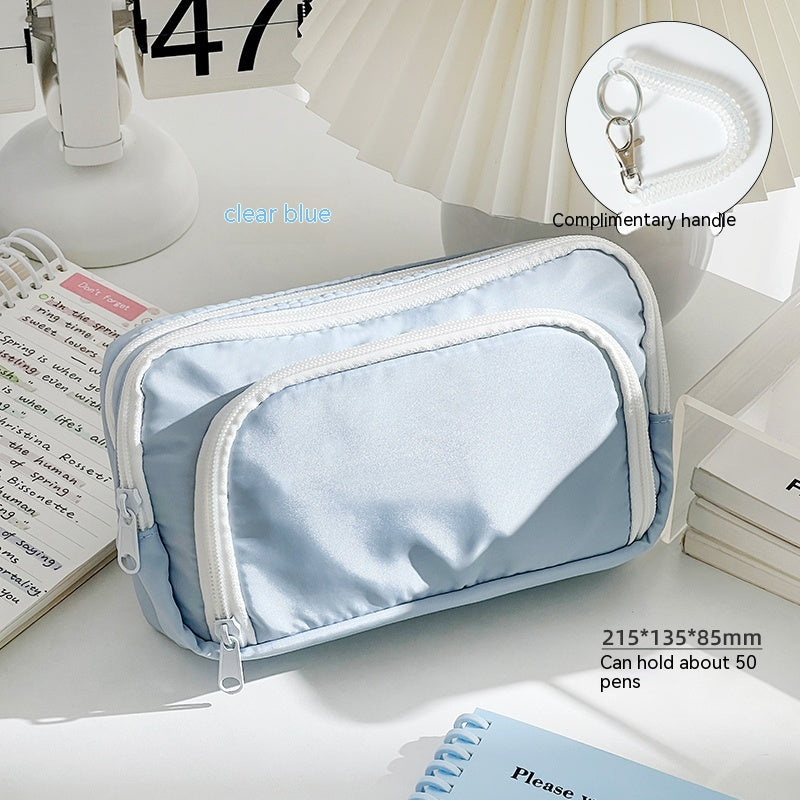 Double-layer pencil case for high-capacity exam stationery