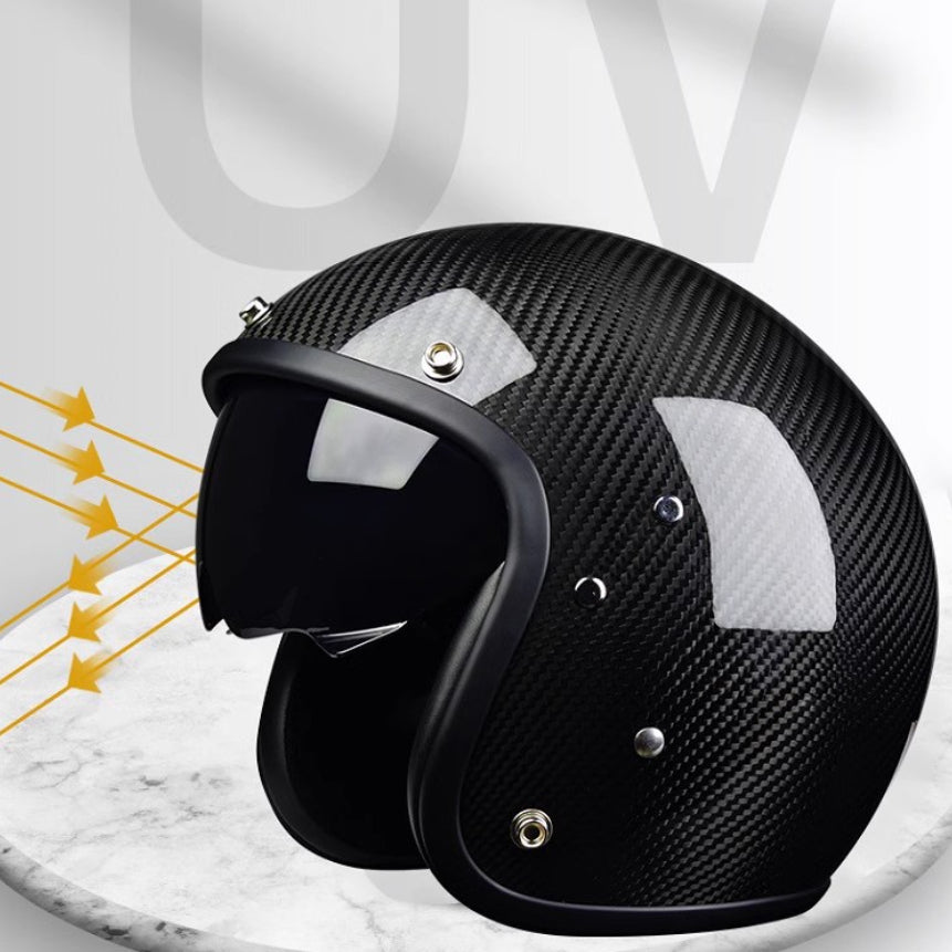 Casque de moto électrique en fibre de carbone